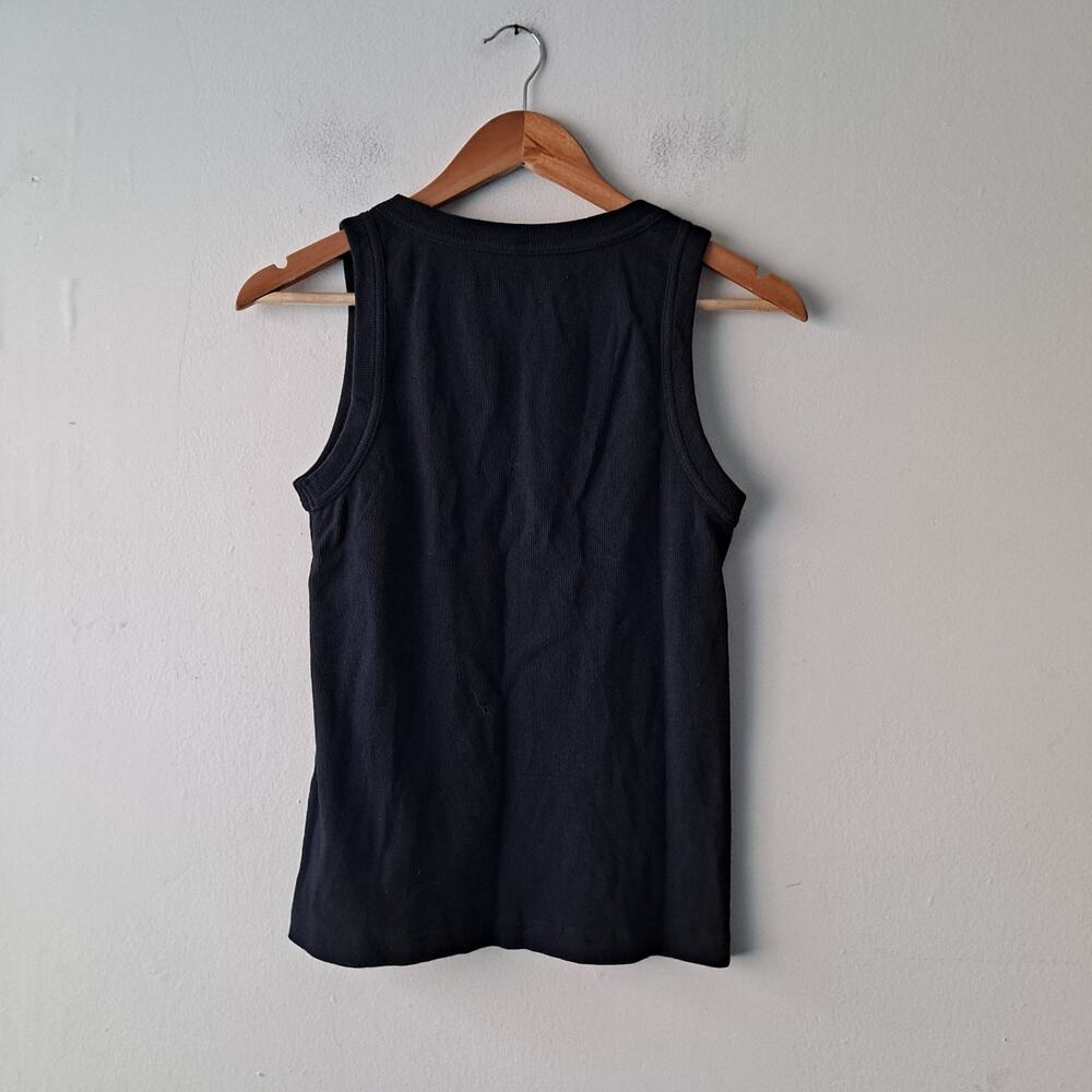 American Giant Rib Tank Sleeveless Stretch Scoop Neck Top Black Womens Size XS - Picture 5 of 10